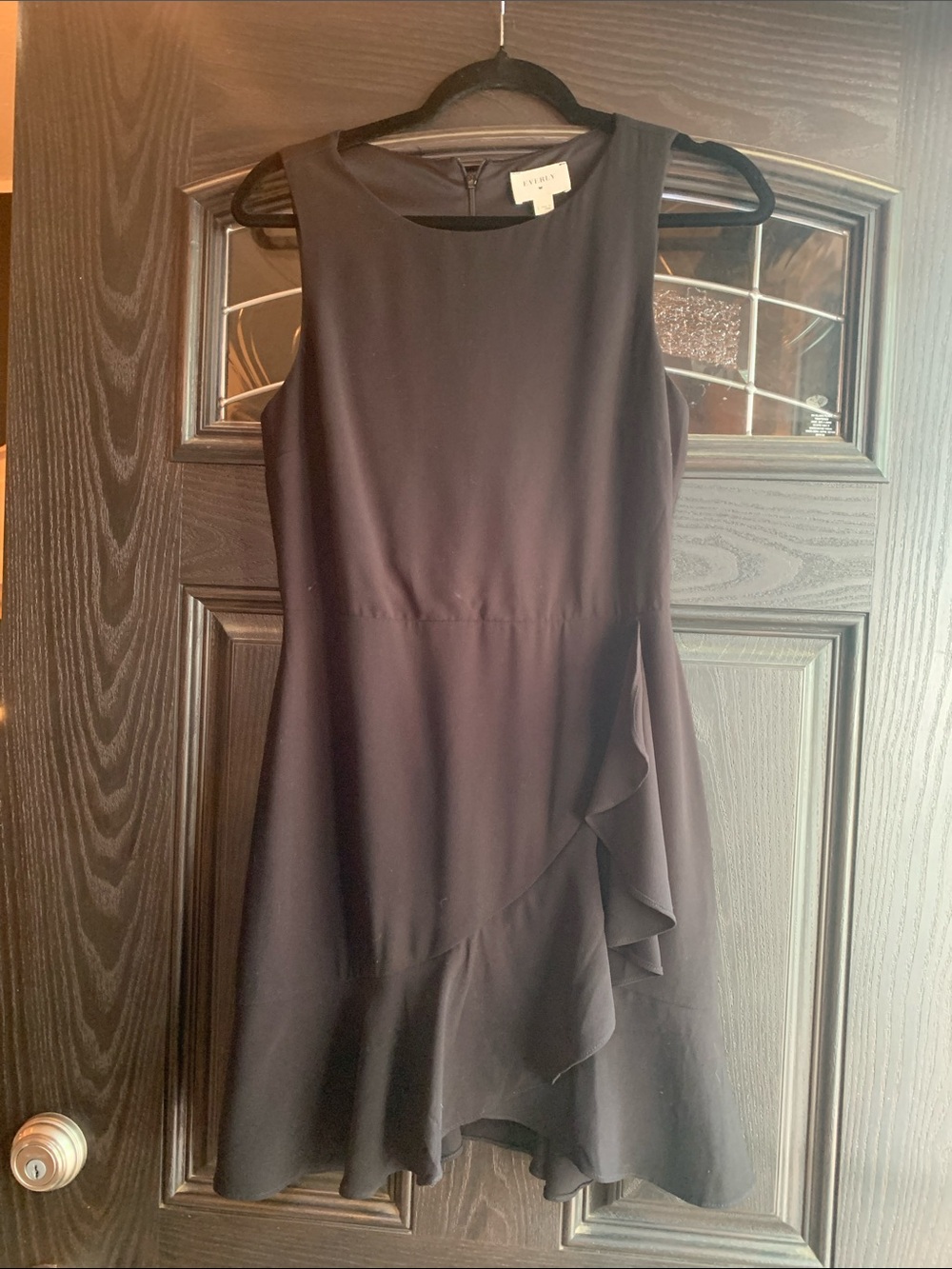 Everly Black Sleeveless Cocktail Dress with Ruffle Detail